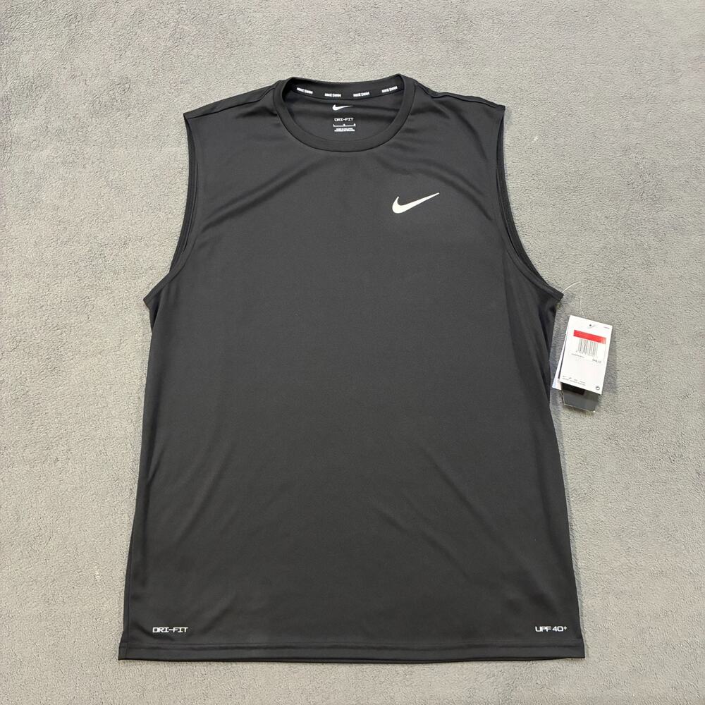 Nike Black Hydroguard Swim Athletic Sleeveless Shirt UPF 40+ Men's Size Large